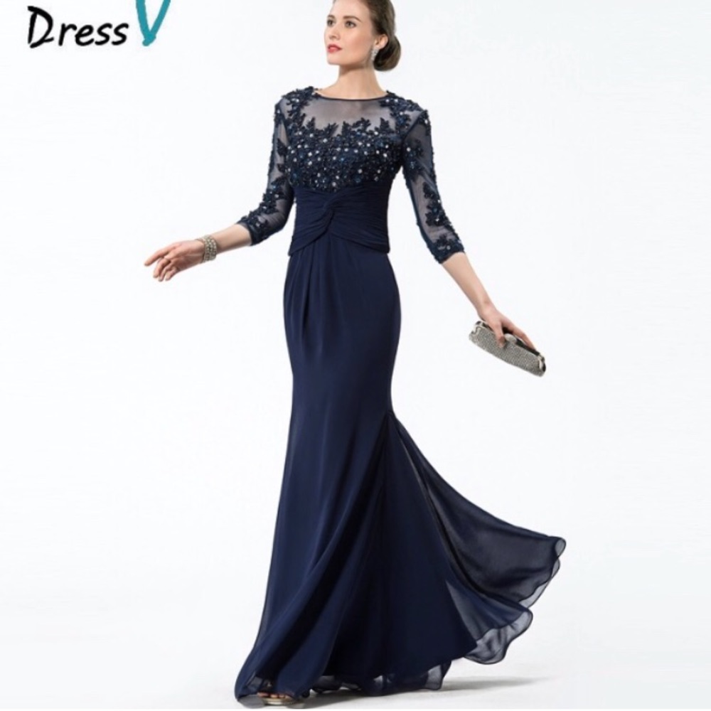 Dark Navy long dress. Size 12. - Picture 1 of 3